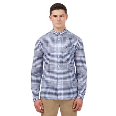 Fred Perry Navy gingham checked print regular fit shirt